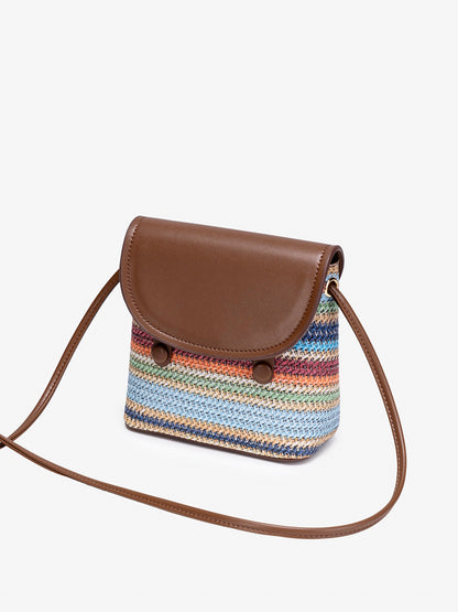Vibrant Vegan Eco-leather Rainbow Stripe Mini Crossbody Bag