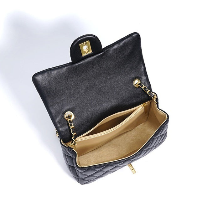 Refined Quilted Genuine Sheepskin Flap Clutch Bag