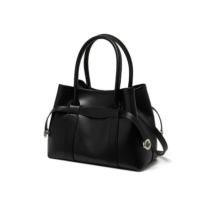 Ampia borsa tote a tracolla in pelle bovina semplice di lusso italiano