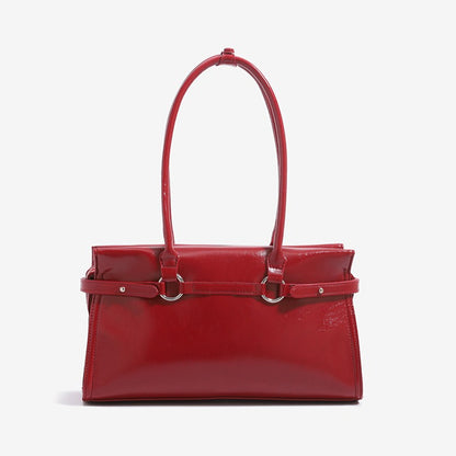 Vintage Glossy Vegan Eco‑Leather Clutch Bag with Heart Charm