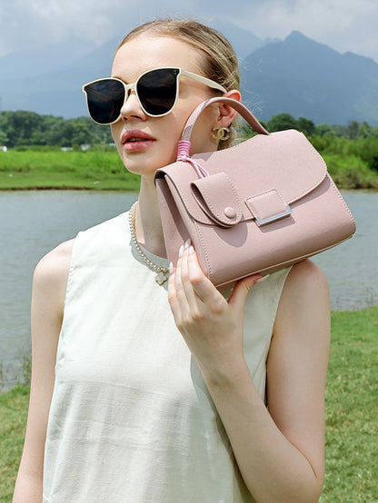 Chic Genuine Leather Square Flap Clutch Bag