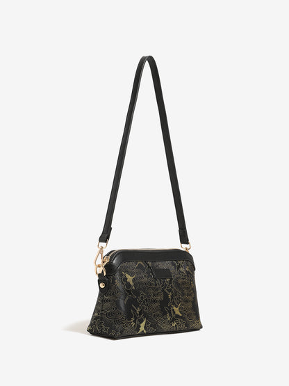 Opulent Crane Pattern Vegan Eco-Leather Clutch Bag