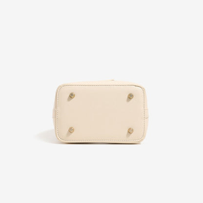 Delicate Geometric Vegan Eco-Leather Petite Bucket Clutch Bag with Bow Knot Charm