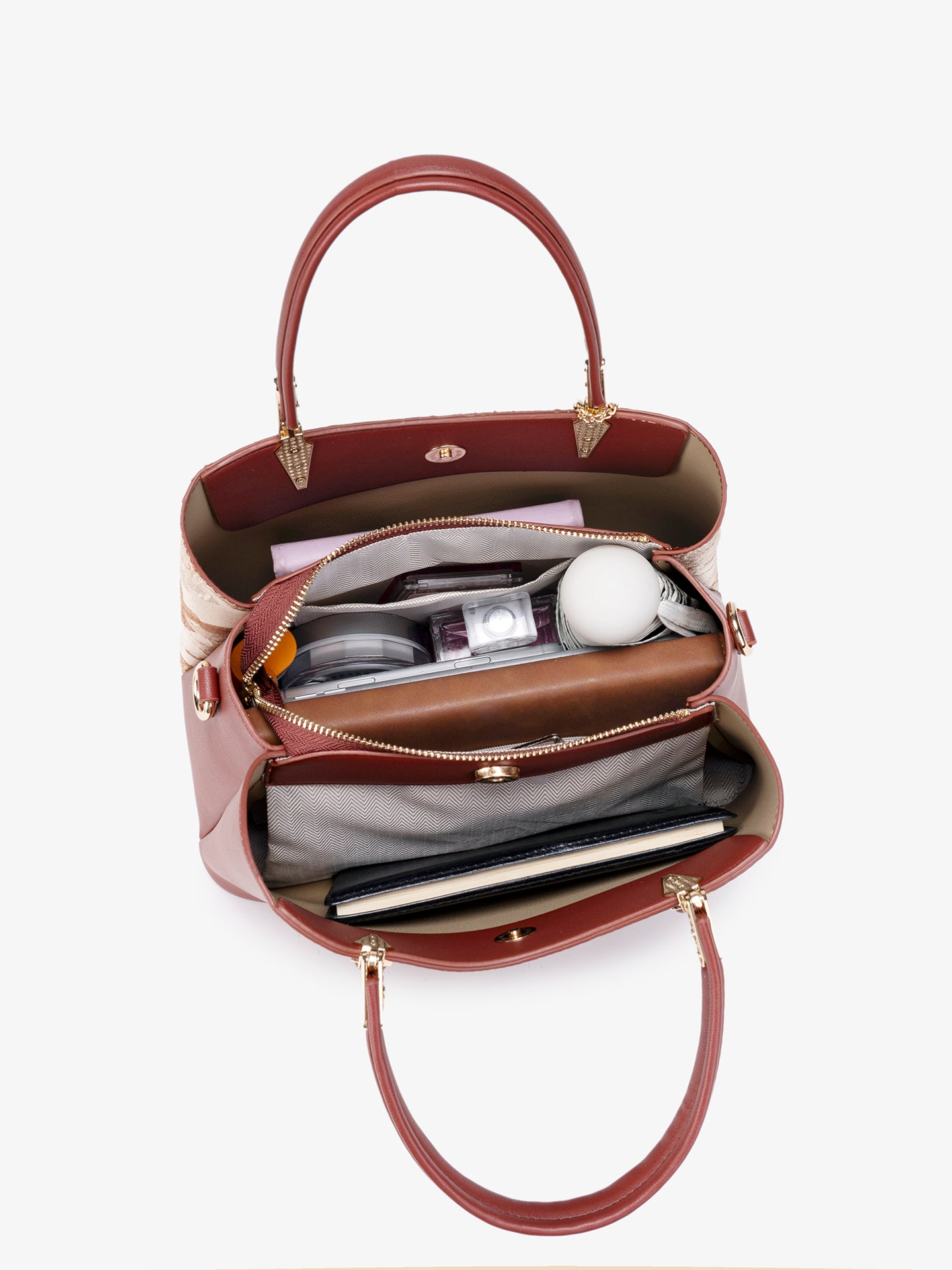Quiet Luxe Floral Vegan Eco-Leather Clutch Bag with Leaf Charm