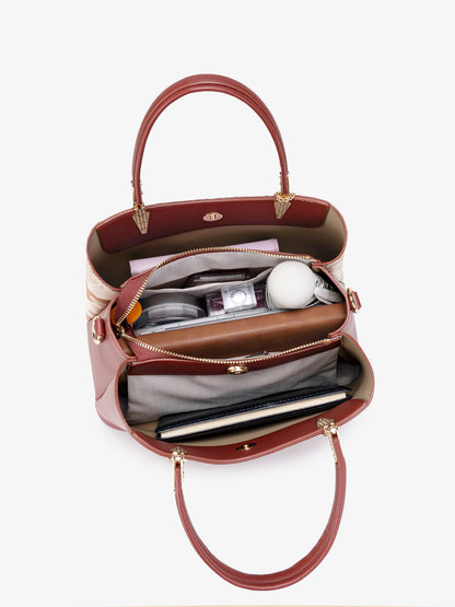 Quiet Luxe Floral Vegan Eco-Leather Clutch Bag with Leaf Charm
