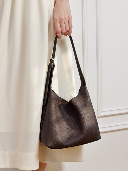 Borsa hobo a secchiello versatile in vera pelle con tracolla regolabile