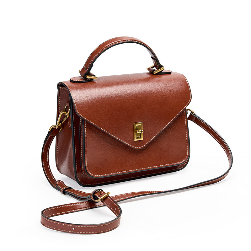 Borsa a tracolla postina da donna in vera pelle, elegante