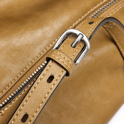 Supple Slouchy Genuine Leather Crescent Hobo Clutch Bag