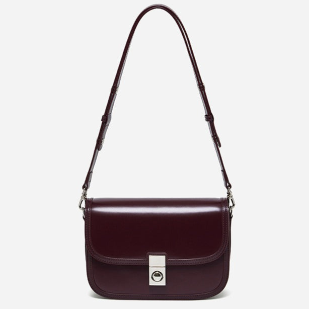 Vintage Sleek Plain Cowhide Genuine Leather Shoulder Messenger Bag