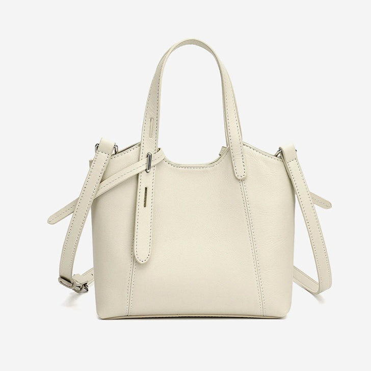 Sleek Genuine Leather Mini Bucket Clutch Bag with Adjustable Straps