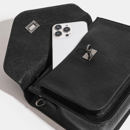 Retro Geometric Envelope Genuine Leather Messenger Clutch Bag
