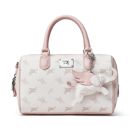 Borsa Boston di lusso a tracolla vintage con motivo Flying Elephant e monogramma