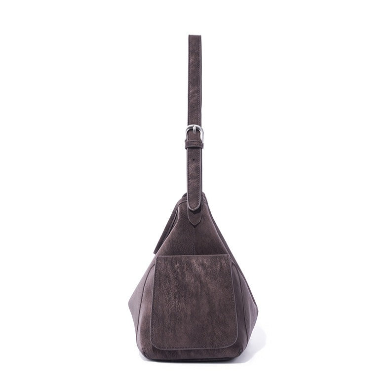 アーバン ノマド 本革バッグ | 大きめ スラウチ ショルダーバッグ サイドポケット付き