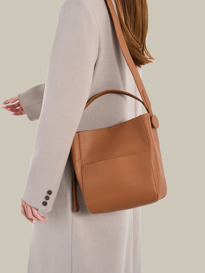 Supple Pebbled Vegan Eco-Leather Bucket Clutch Bag