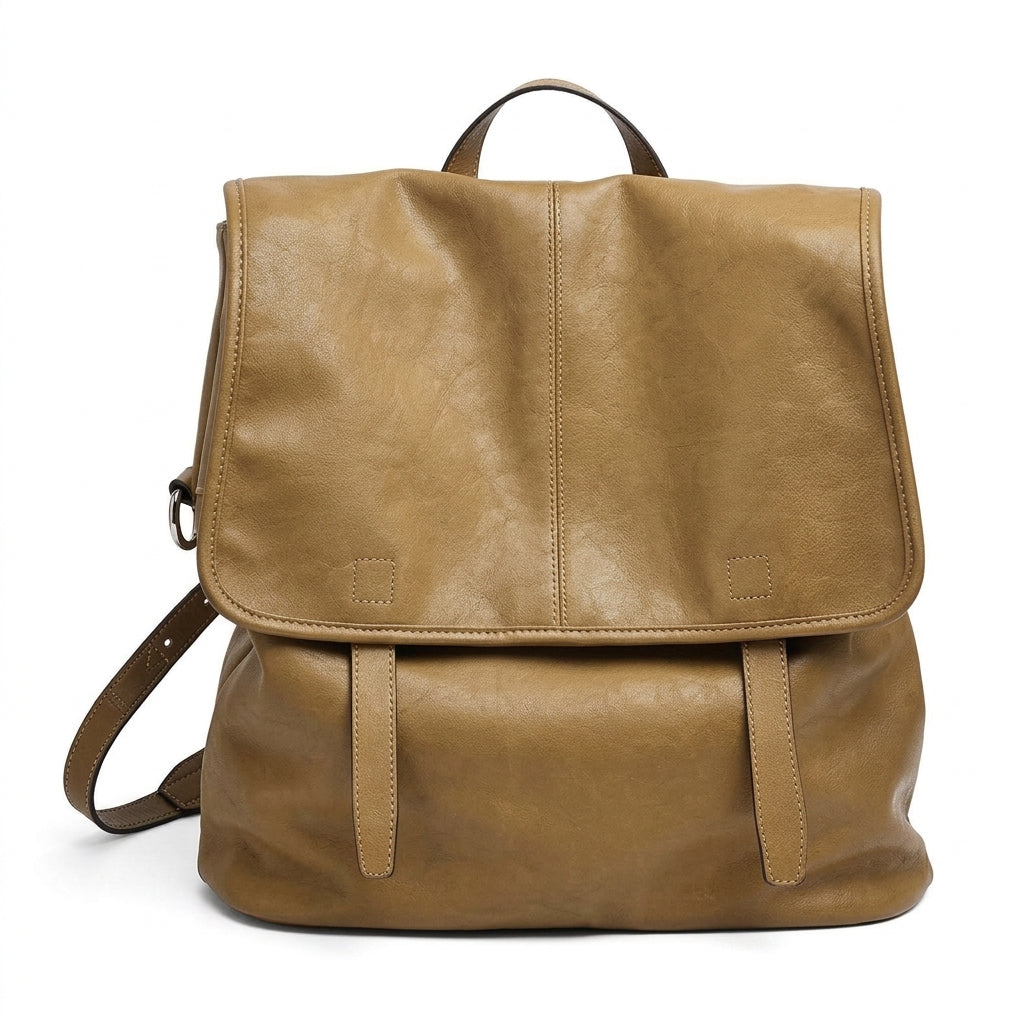 Vintage Casual Genuine Leather Flap Backpack