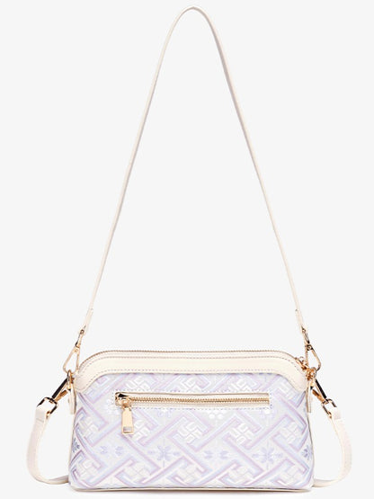 Pastel Oriental Jacquard Vegan Eco-Leather Mini Clutch Bag