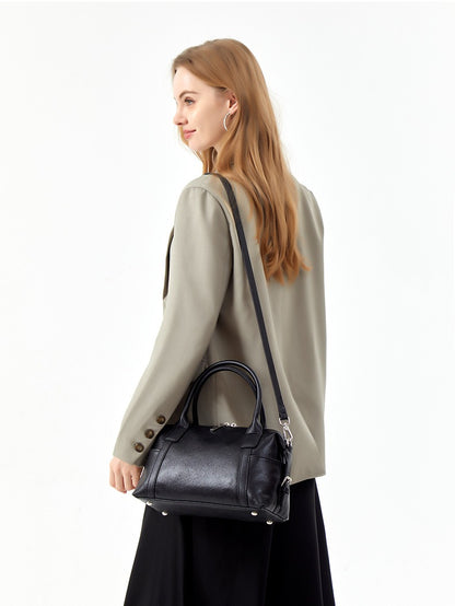 Minimalist Barrel Genuine Leather Satchel