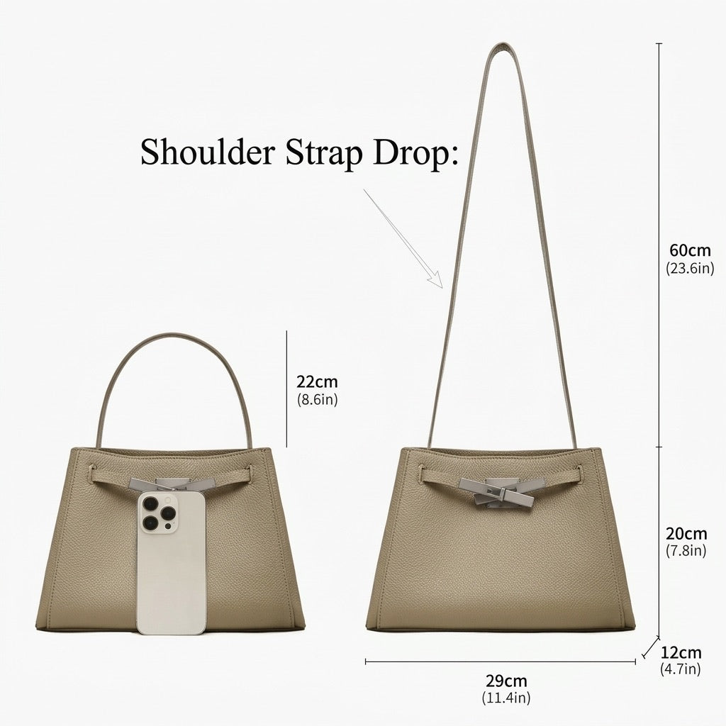 Ampia borsa tote a secchiello versatile in vera pelle Kelly sofisticata