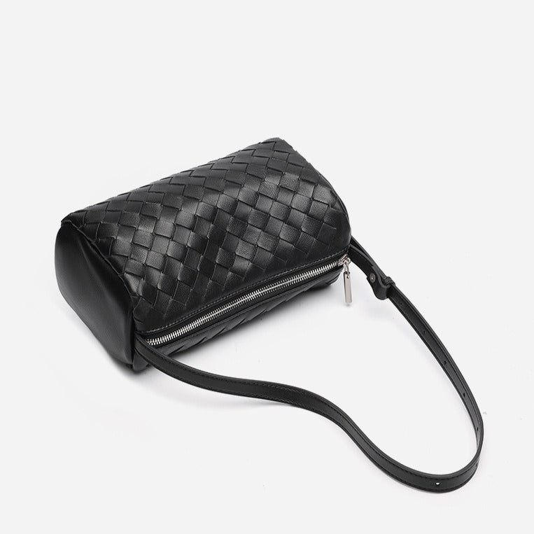 Minimalist Woven Genuine Sheepskin Baguette Clutch Bag