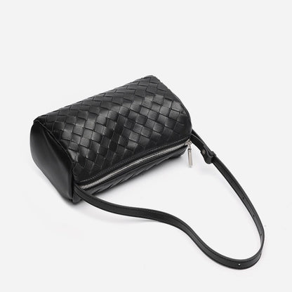 Minimalist Woven Genuine Sheepskin Baguette Clutch Bag
