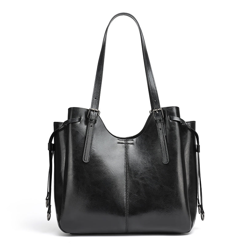 Classic Maillard Genuine Leather Large Capacity Tote Clutch Bag