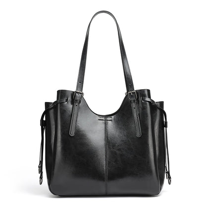 Classic Maillard Genuine Leather Large Capacity Tote Clutch Bag