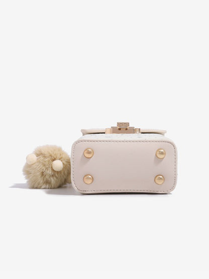 Romantic Star Vegan Eco-Leather Flap Mini Phone Handbag with Fluffy Charm