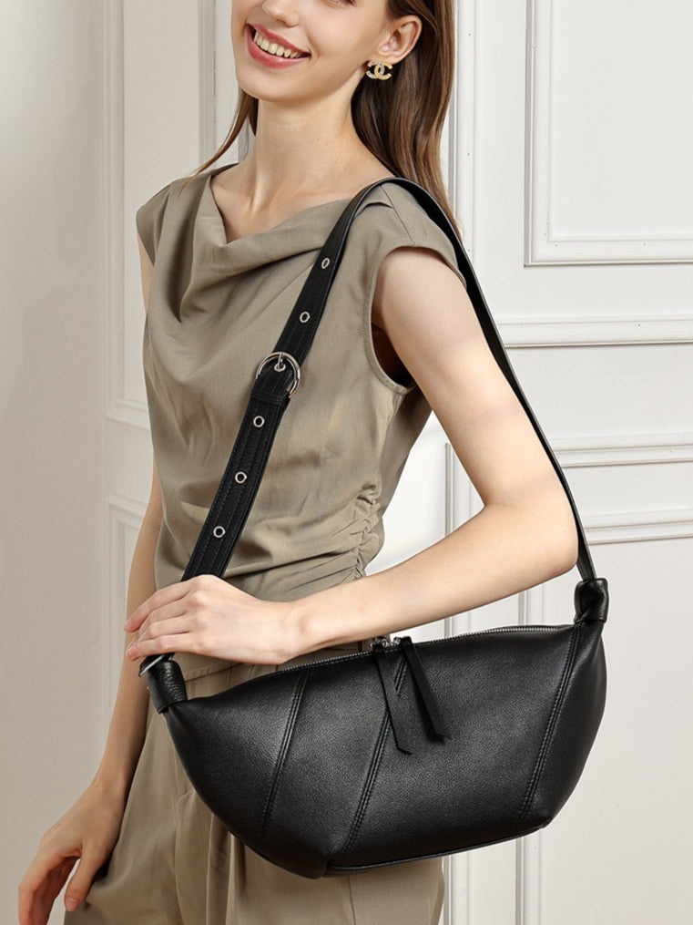 Effortless Genuine Leather Crossbody Dumpling Bag