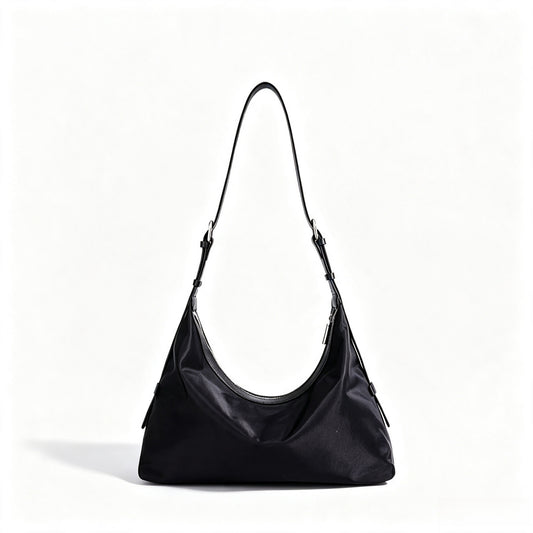 Slouchy Crescent Nylon Hobo Clutch Bag