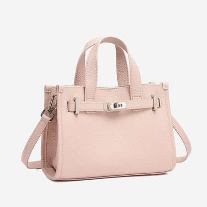Minimalist Pebbled Genuine Leather Kelly Clutch Bag with Metal Turn Lock