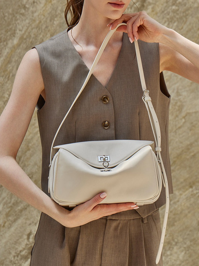 Silky Matte Genuine Leather Envelope Flap Clutch Bag