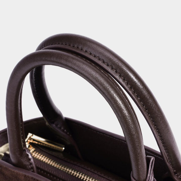 Graceful Slouchy Suede Genuine Leather Shell Tote Clutch Bag with Charm