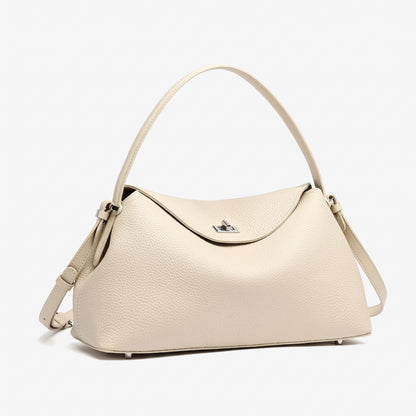 Slouchy Pebbled Genuine Leather Pillow Flip Clutch Bag