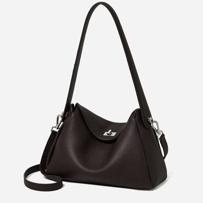 Nonchalant Lychee-Grain Genuine Leather Crossbody Hobo Bag