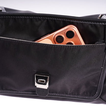 Sleek Nylon Flap Messenger Clutch Bag