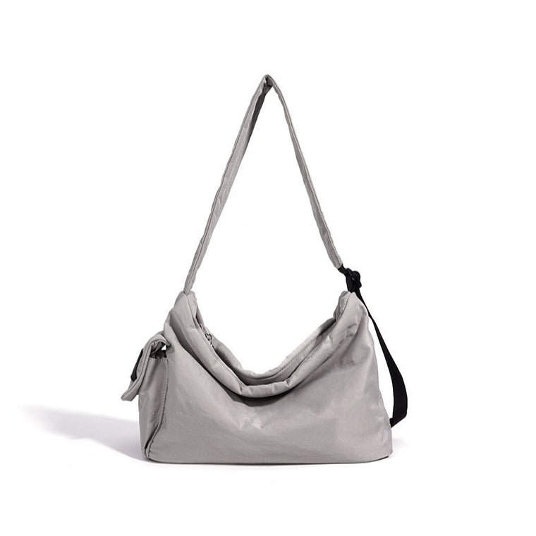 Minimalist Slouchy Nylon Shoulder Clutch Bag