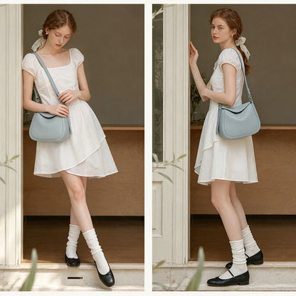 Graceful Genuine Leather Saddle Messenger Clutch Bag