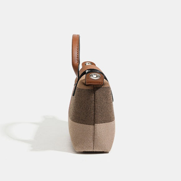 Bolso clutch bandolera de lona tejida con estampado clásico de cuadros británicos