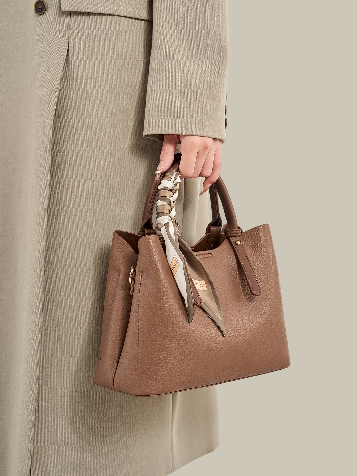 Elegant Brown Pebbled Vegan Eco-Leather Crossbody Clutch Bag