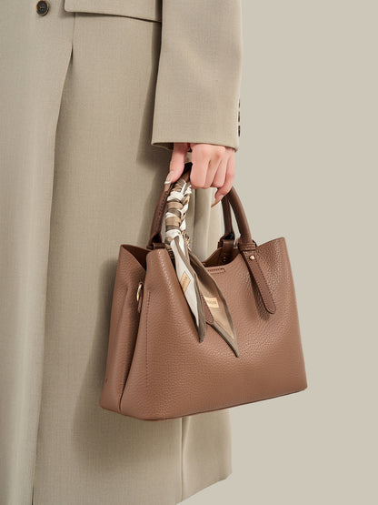 Elegant Brown Pebbled Vegan Eco-Leather Crossbody Clutch Bag