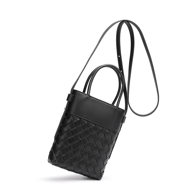 Mini borsa clutch artigianale intrecciata in vera pelle di agnello