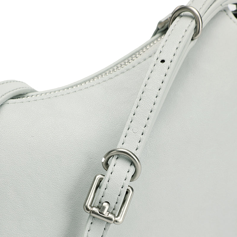 Elegant Genuine Leather Crescent Clutch Bag