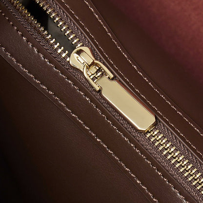 Spacious Plain Genuine Leather Tote Set Minimalist Shoulder Bag