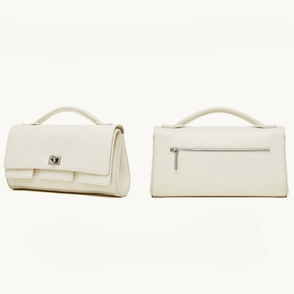 The Linear Turn-Lock Genuine Leather Bag | Minimalist East-West Handbag