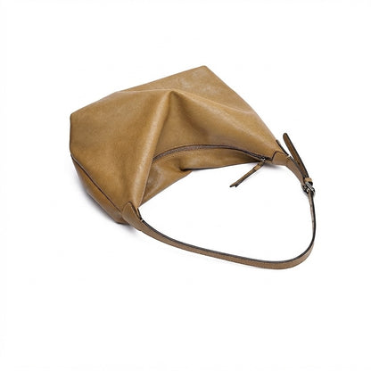 Supple Slouchy Genuine Leather Crescent Hobo Clutch Bag