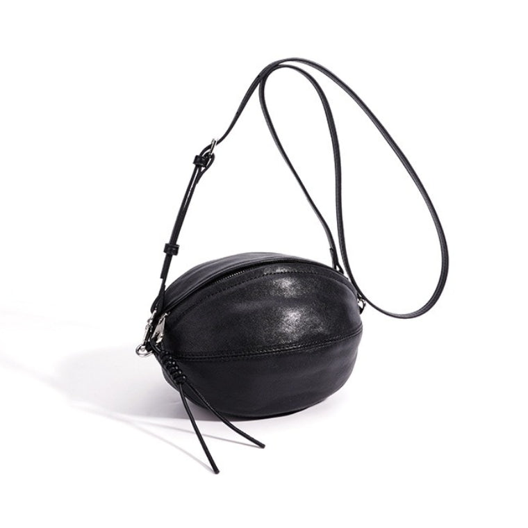 Modern Supple Genuine Sheepskin Leather Oval Rugby Clutch Bag