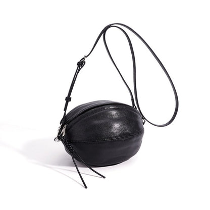 Modern Supple Genuine Sheepskin Leather Oval Rugby Clutch Bag