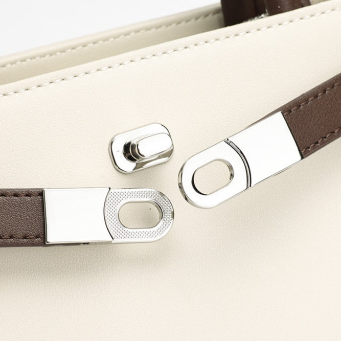Textured Genuine Leather Kelly Satchel Elegant Crossbody Bag
