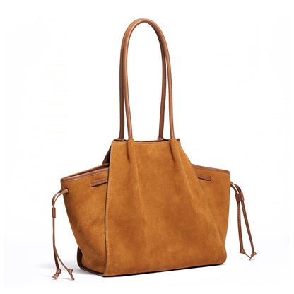 Vintage Slouchy Suede Genuine Leather Tote Clutch Bag