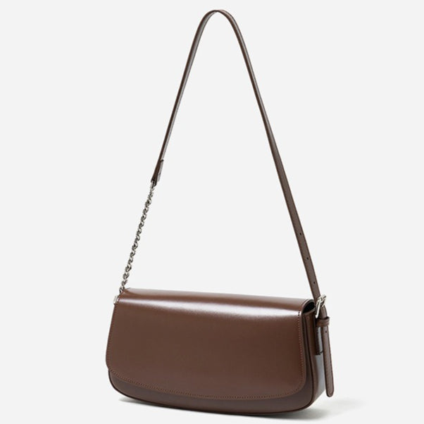 Minimalist Vintage Genuine Leather Baguette Saddle Bag